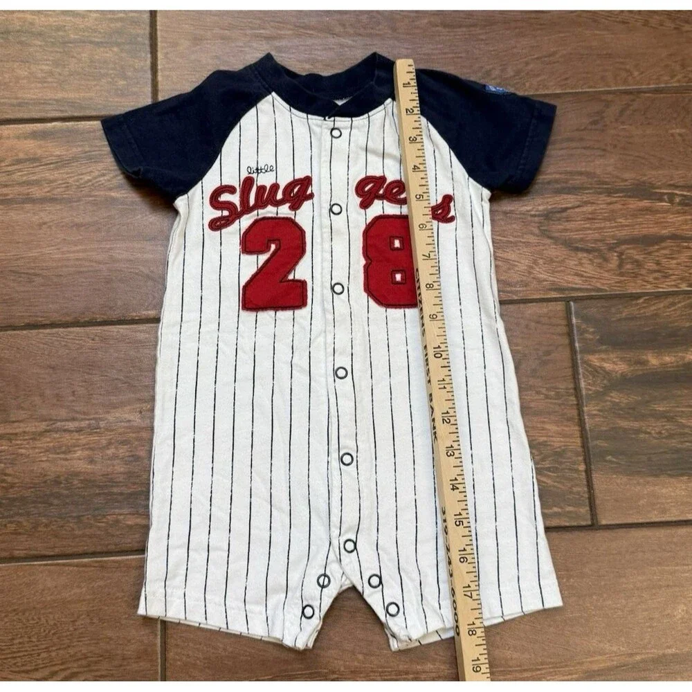 Carter's Boys18M Romper Little Sluggers Pinstripe One Piece Baseball 100% Cotton